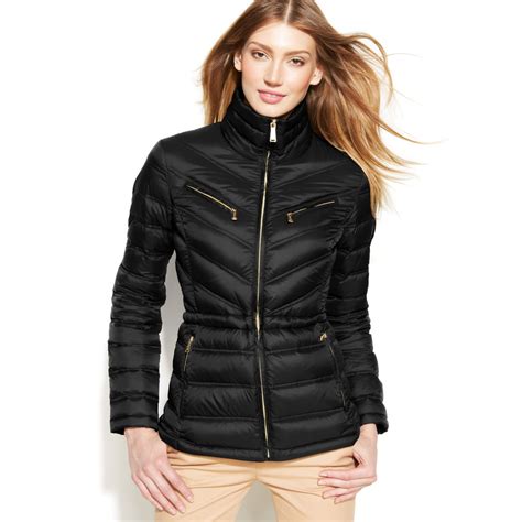 black michael kors jcket|Michael Kors black puffer coat.